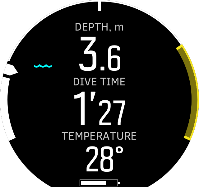 Freedive depth during dives D5