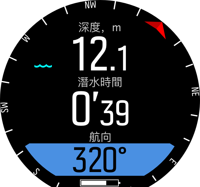 Freedive compass during dives D5