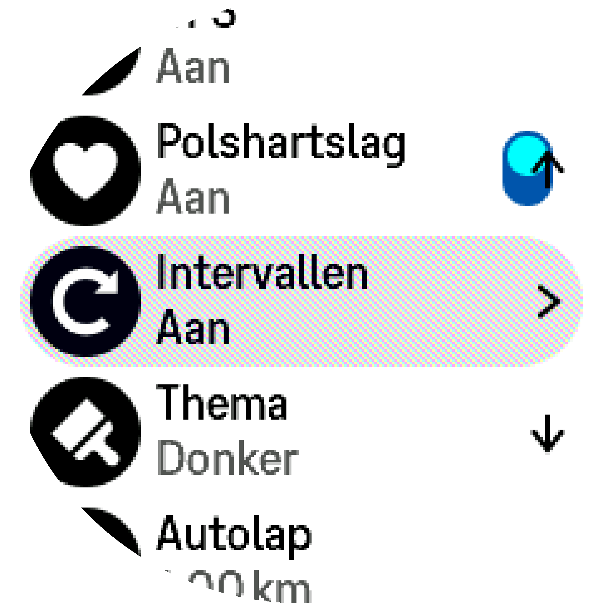 Interval training settings S9PP