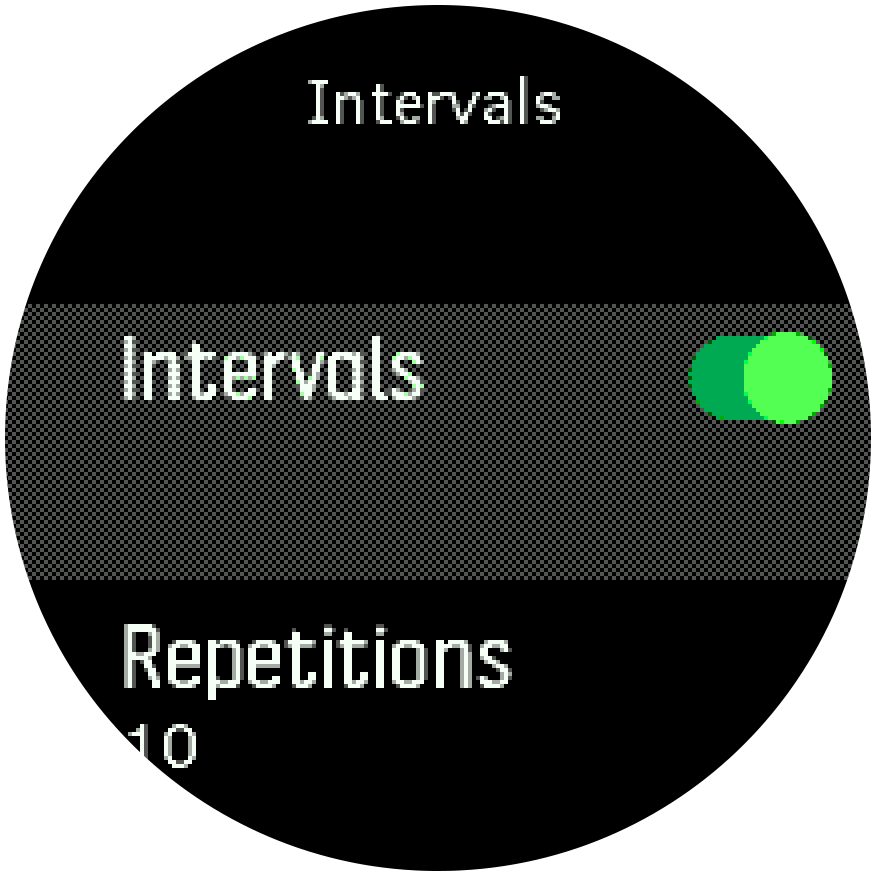 Interval training settings Trainer