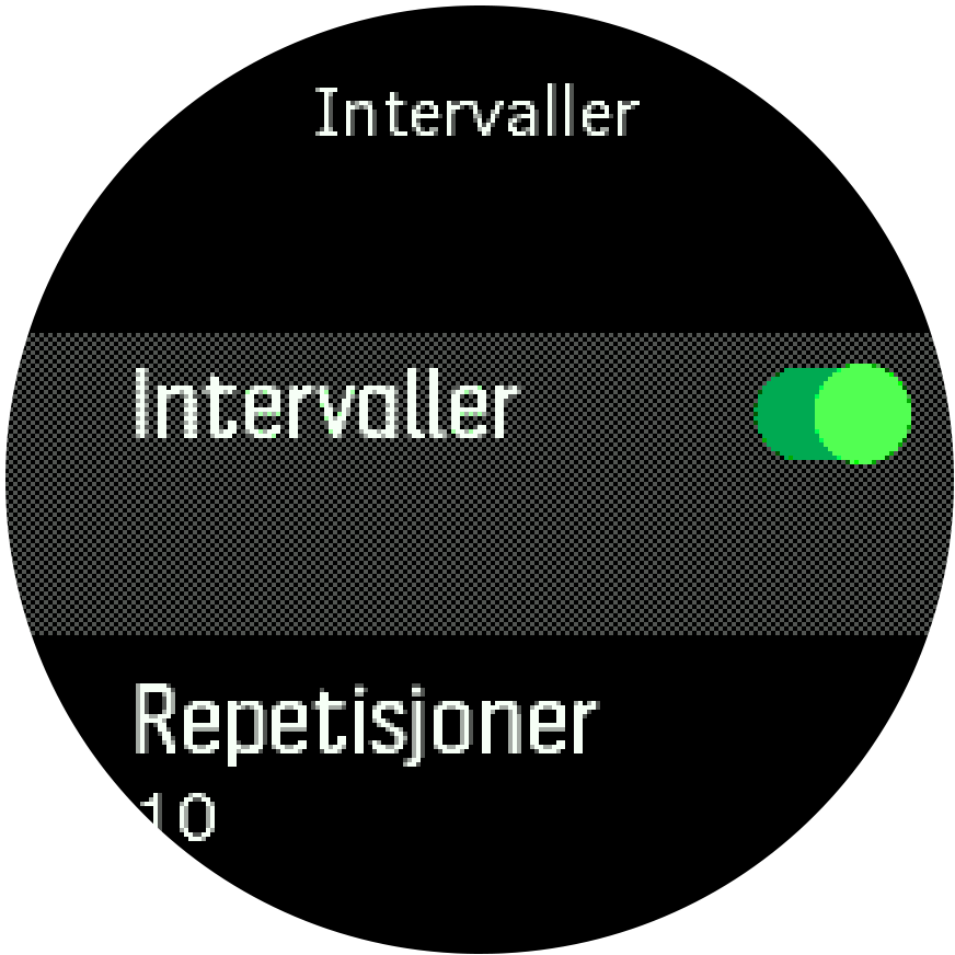 Interval training settings Trainer