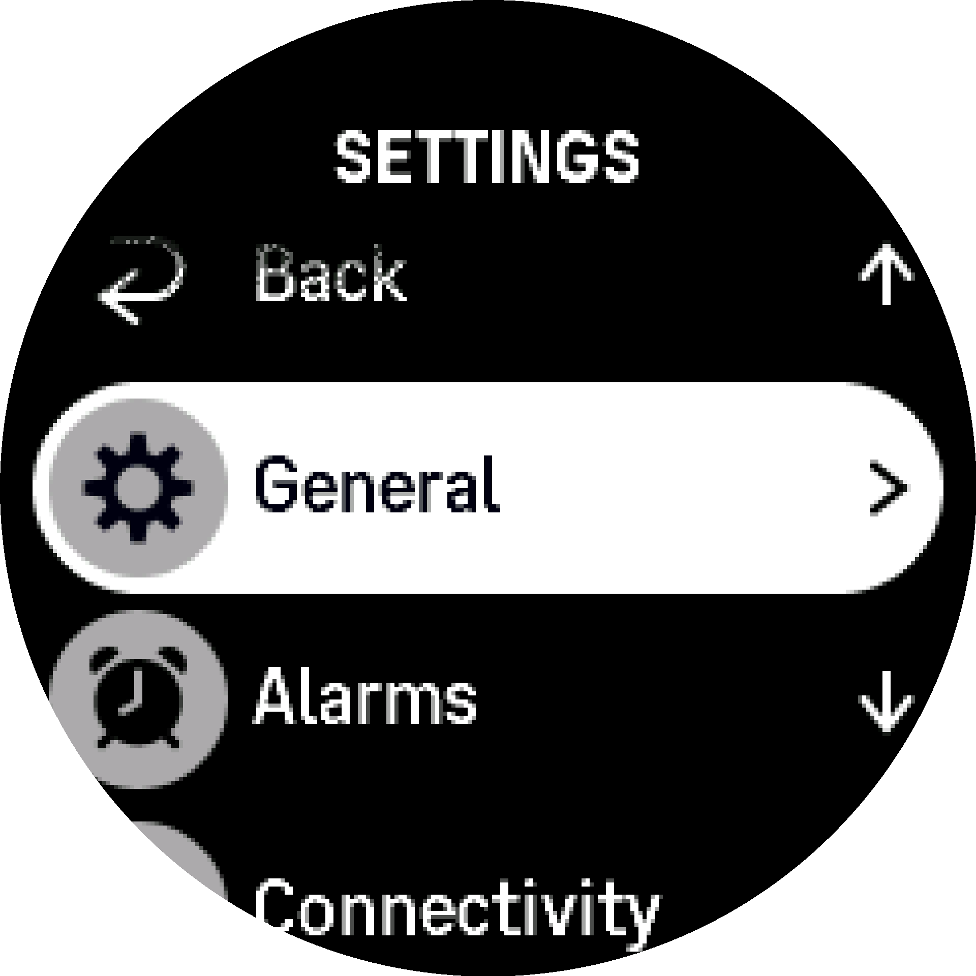 Settings menu S9PP