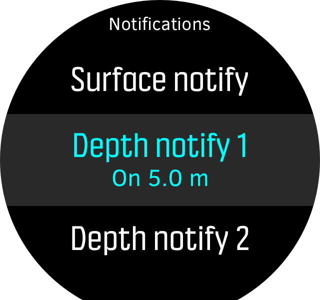 Menu freedive notify D5