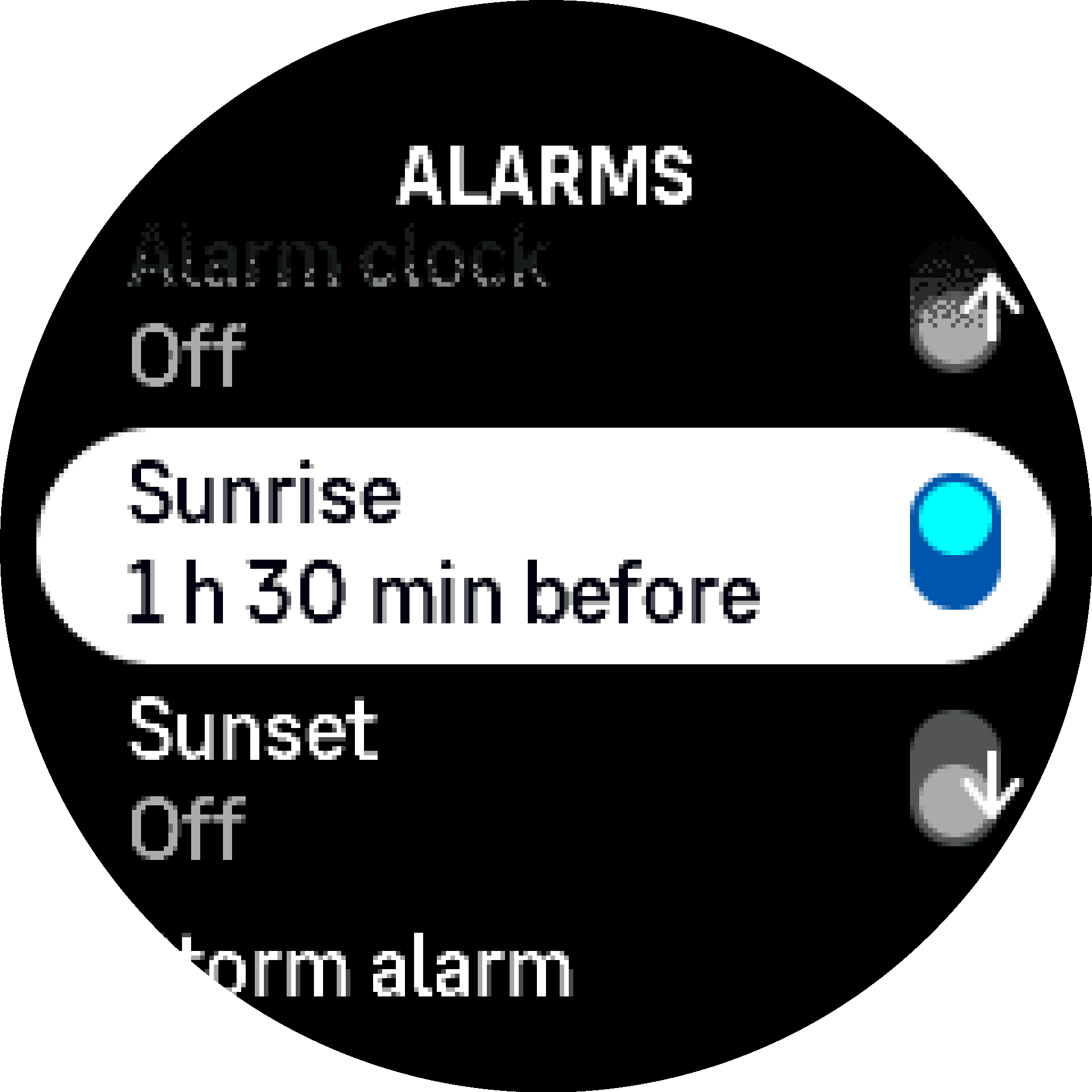 SunriseSunset alarm toggle S9PP