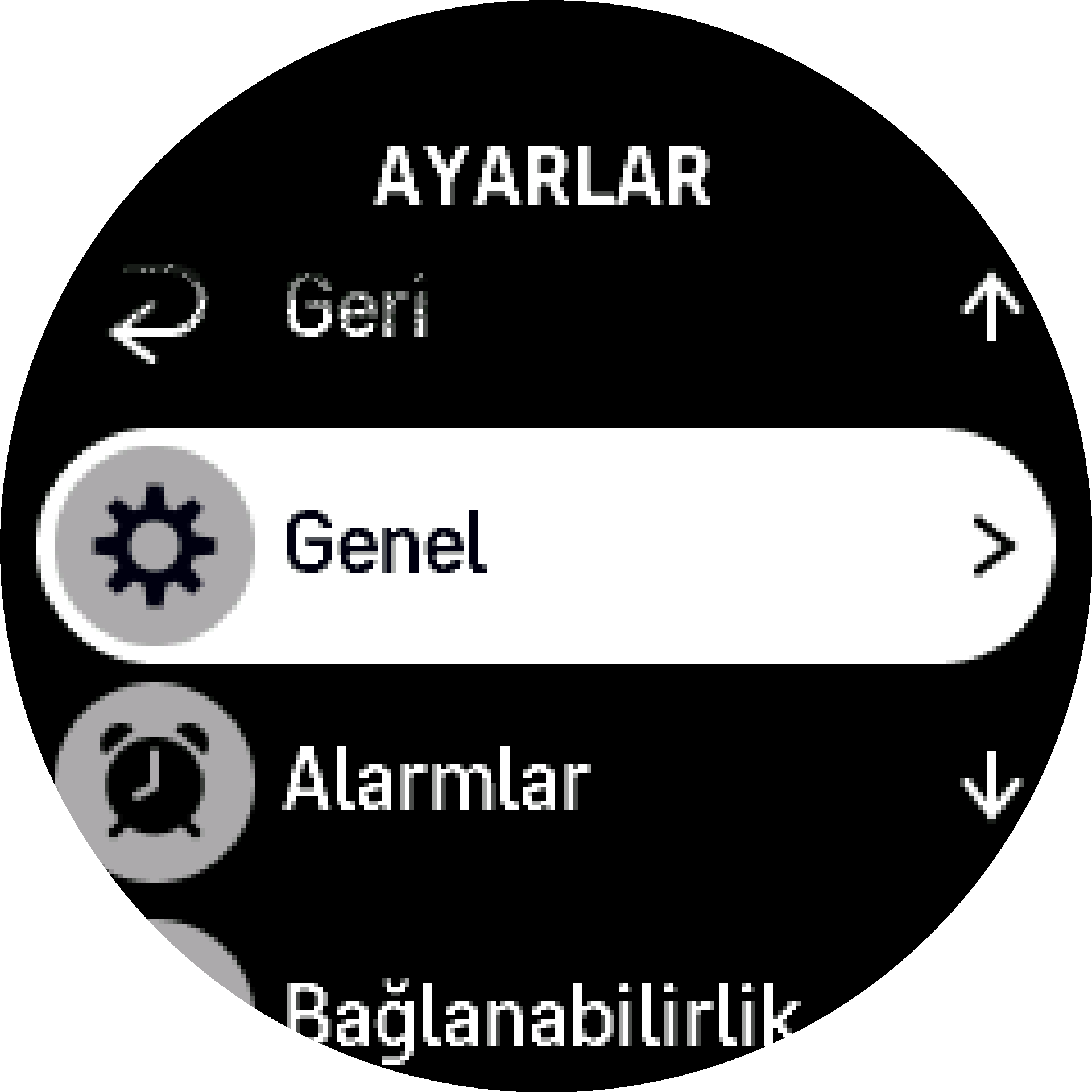 Ayarlar menüsü S9PP