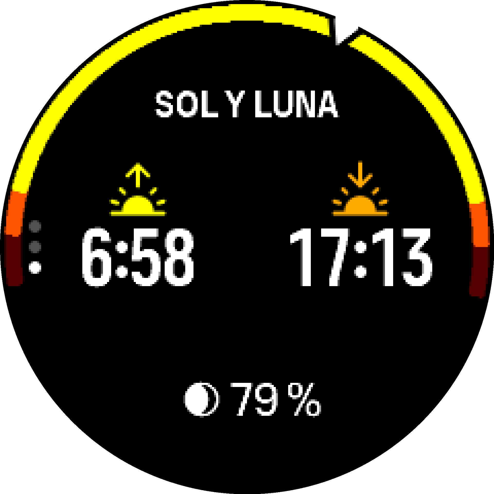 Salida y puesta del sol del widget de aire libre