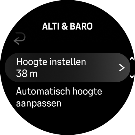 instellen hoogte alti baro