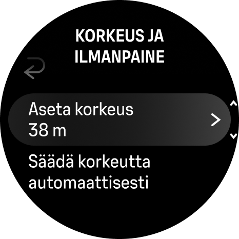 aseta korkeus alti baro