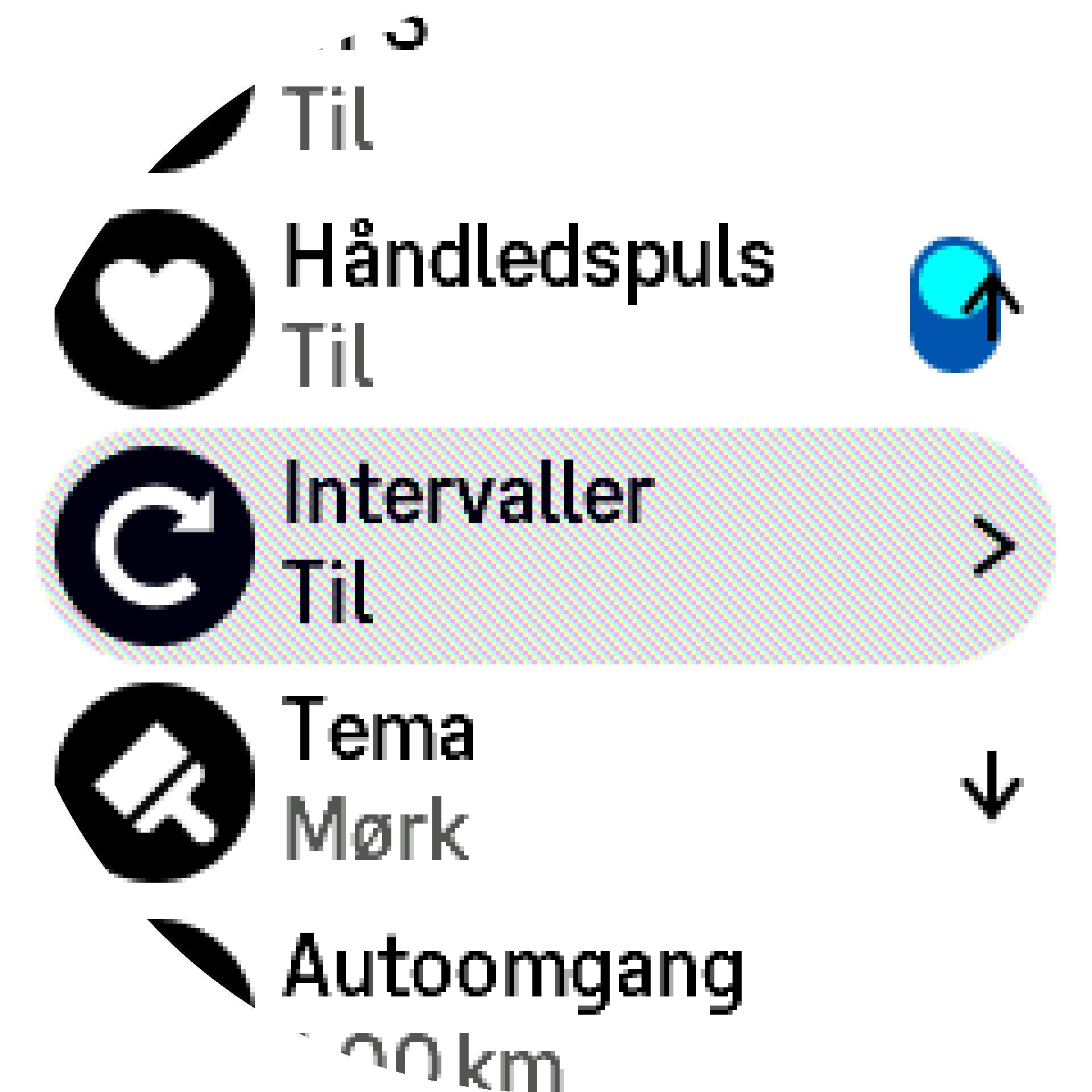 Intervaltræning, indstillinger S9PP