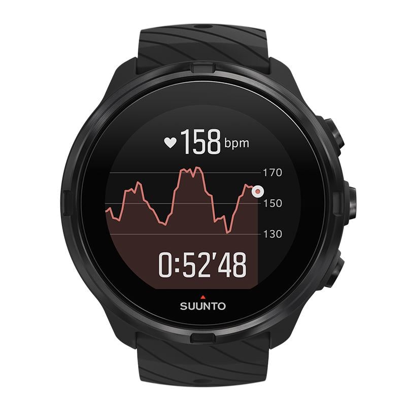 Suunto 9 All Black GPS sports watch with a long battery life