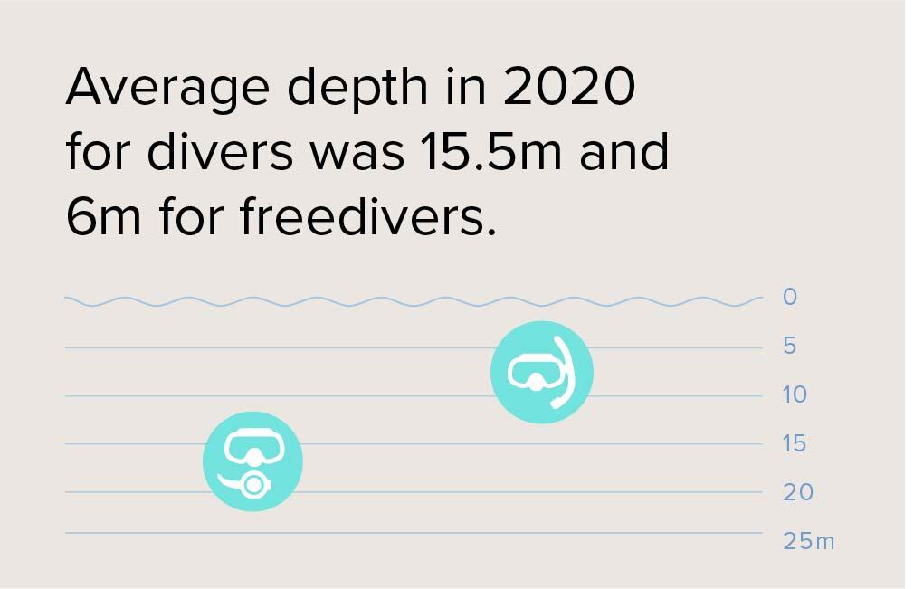 Average dive depths in 2020