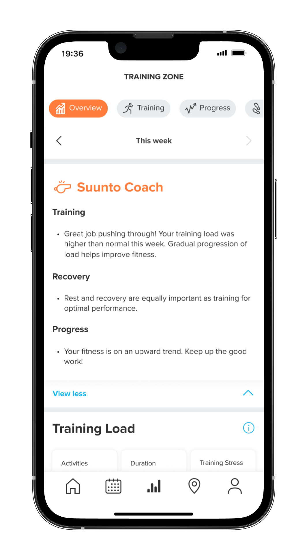 Suunto coach is an integral part of Suunto app’s Training zone: It helps you pay attention to the right data for your progress and well-being. 