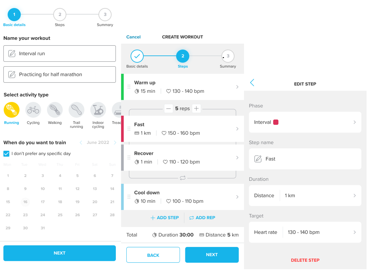 How can I create structured workouts with Suunto app