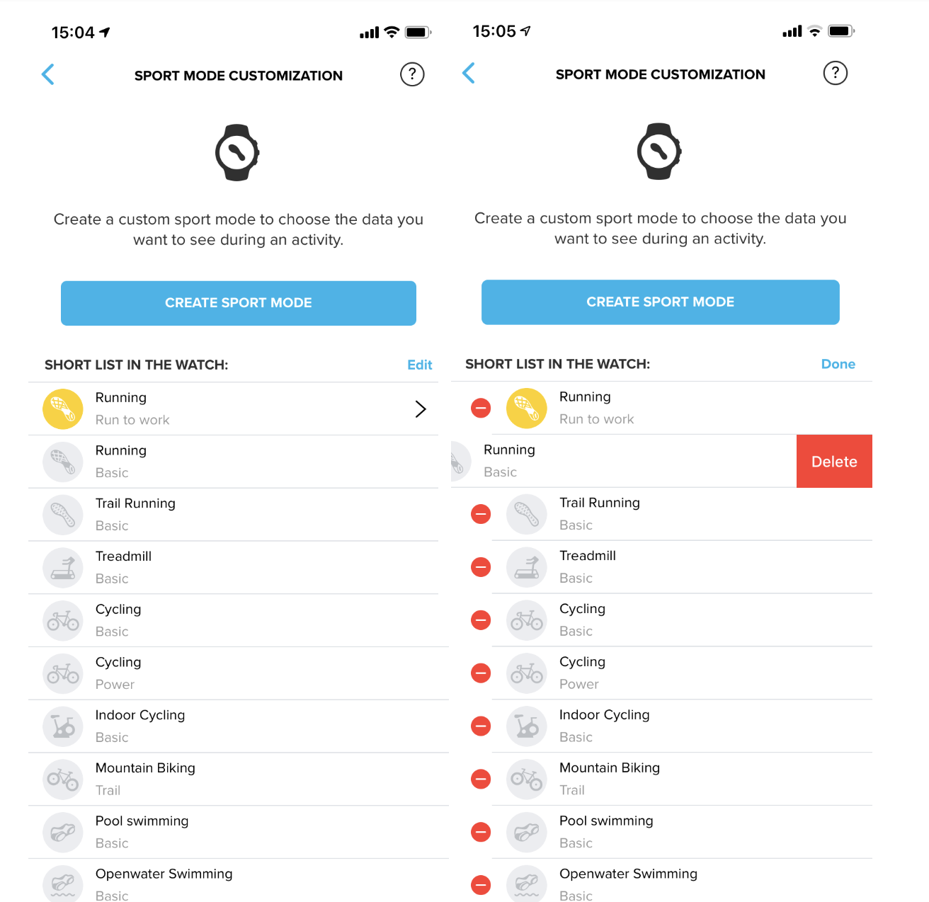 How do I customize sport modes with Suunto app iOS