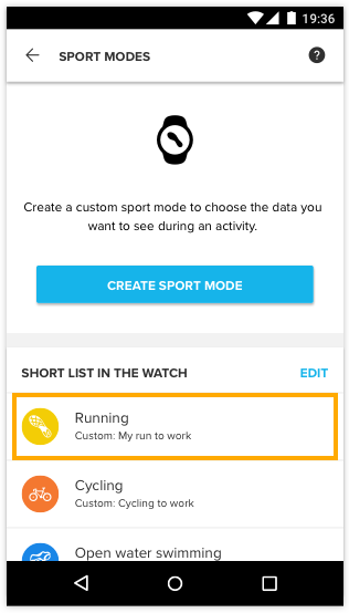 How do I customize sport modes with Suunto app Android