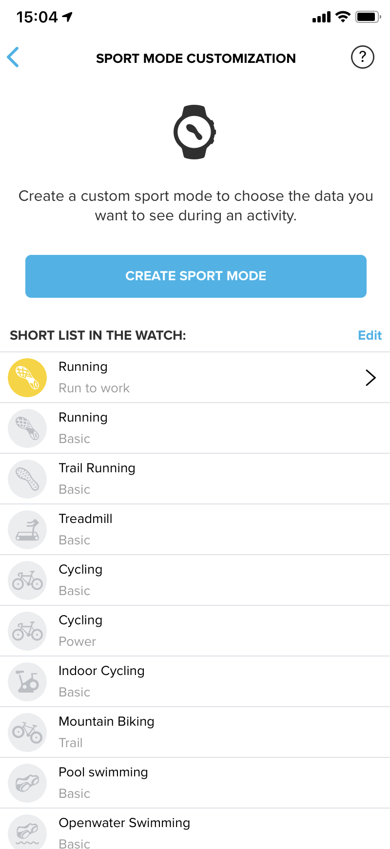 How do I customize sport modes with Suunto app iOS